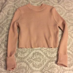 Ribbed cropped Blush sweater